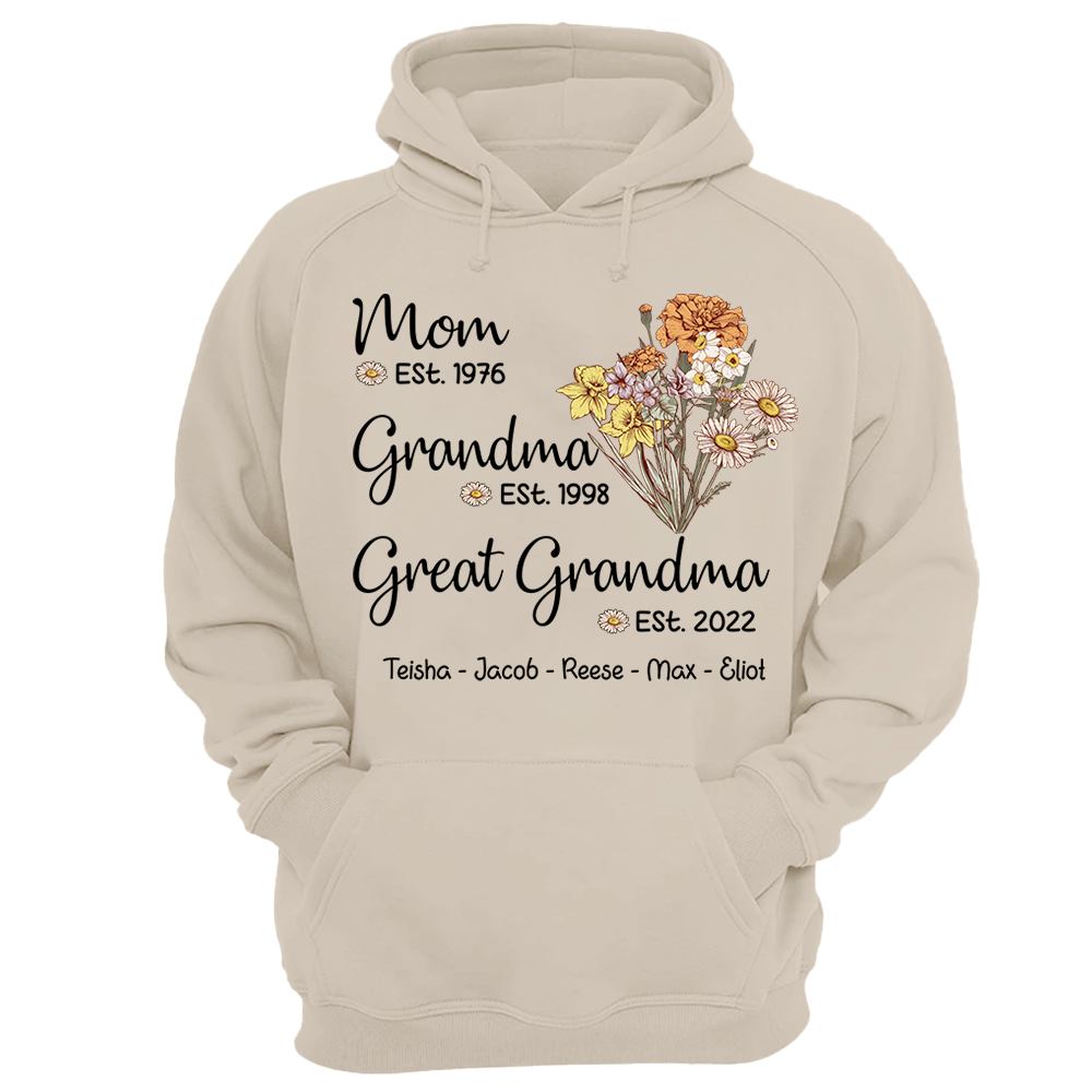 Personalized Wildflower Mom Est Grandma Est Great Grandma Est ,Mother's Day Gift