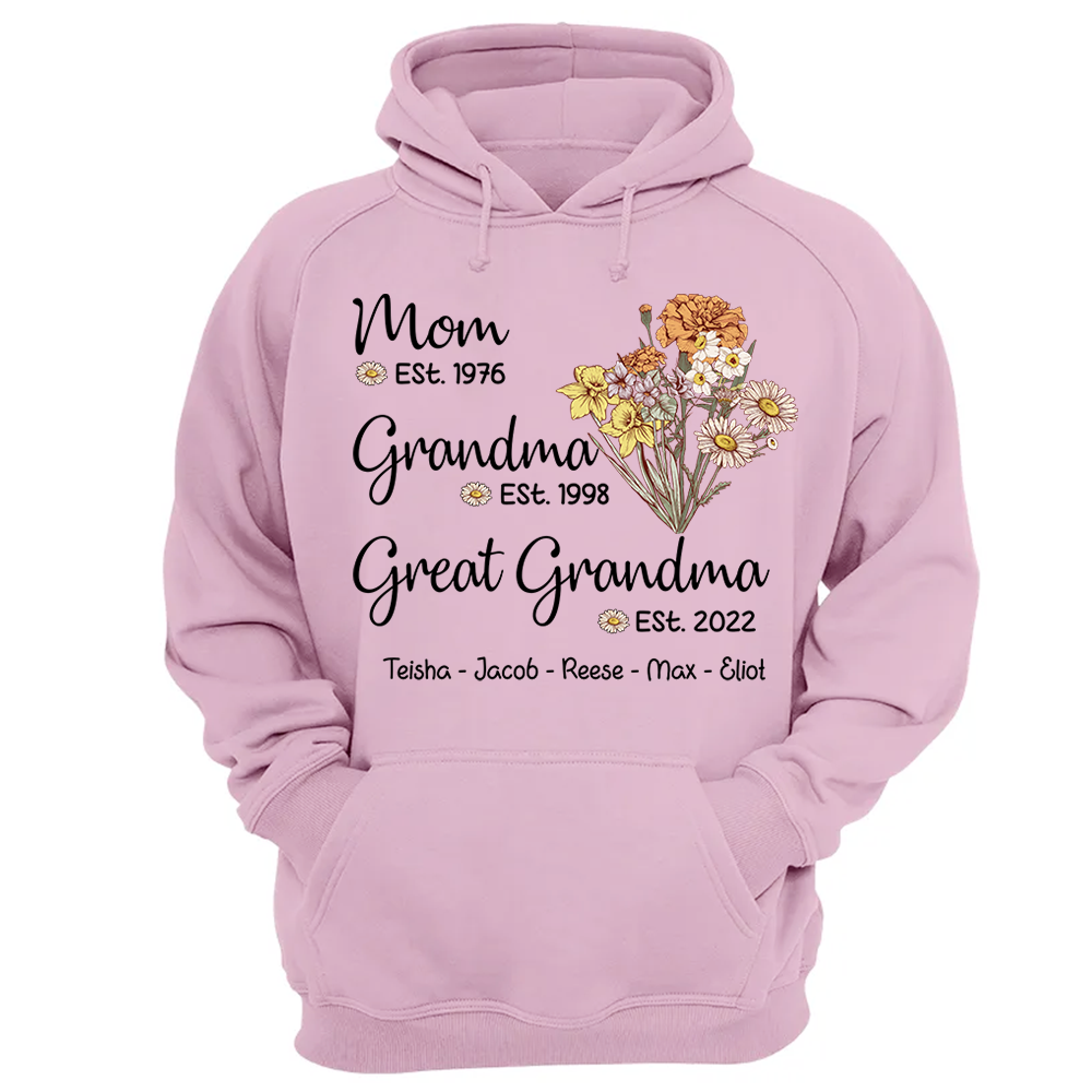 Personalized Wildflower Mom Est Grandma Est Great Grandma Est ,Mother's Day Gift