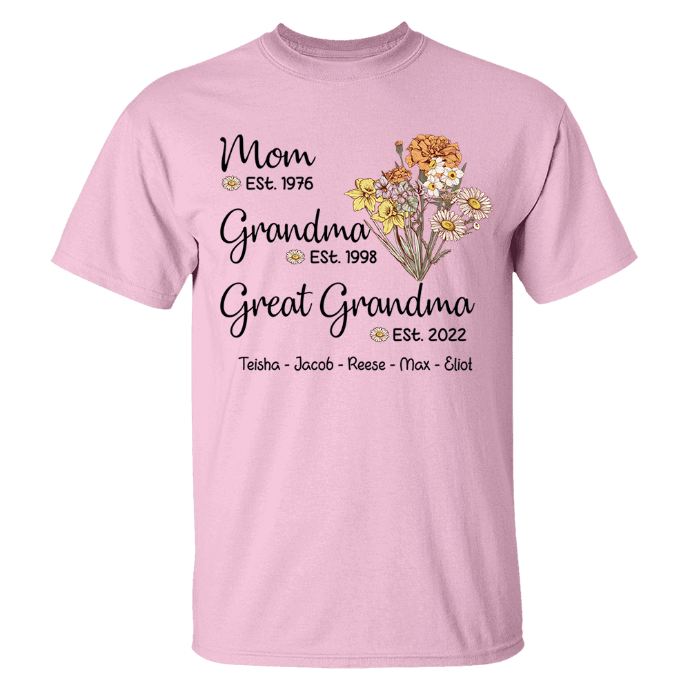 Personalized Wildflower Mom Est Grandma Est Great Grandma Est ,Mother's Day Gift