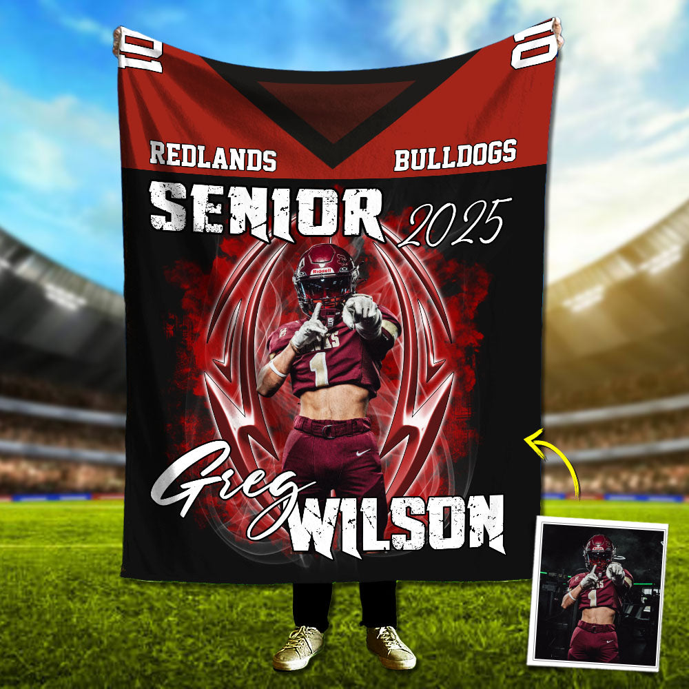 Custom Photo Football Jersey Blankets For Football Family Game Day Blankets A2110