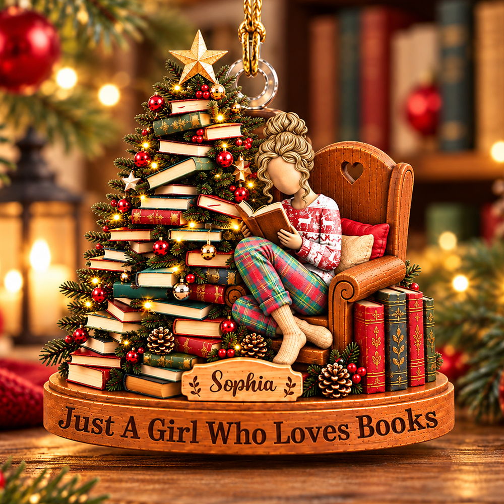Just A Girl Who Loves Books - Personalized Christmas Ornament For Reading Lovers NA04 Pt99