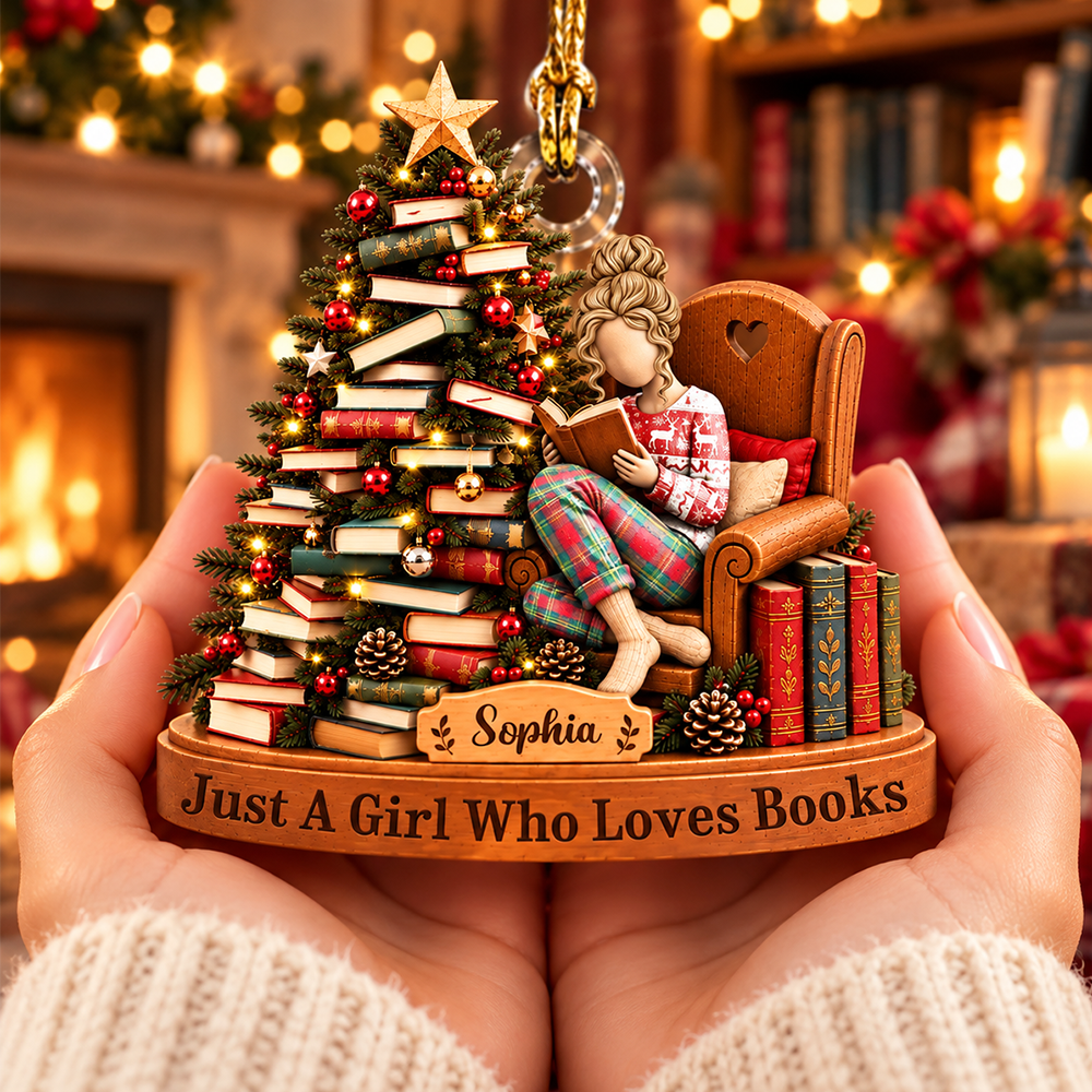Just A Girl Who Loves Books - Personalized Christmas Ornament For Reading Lovers NA04 Pt99