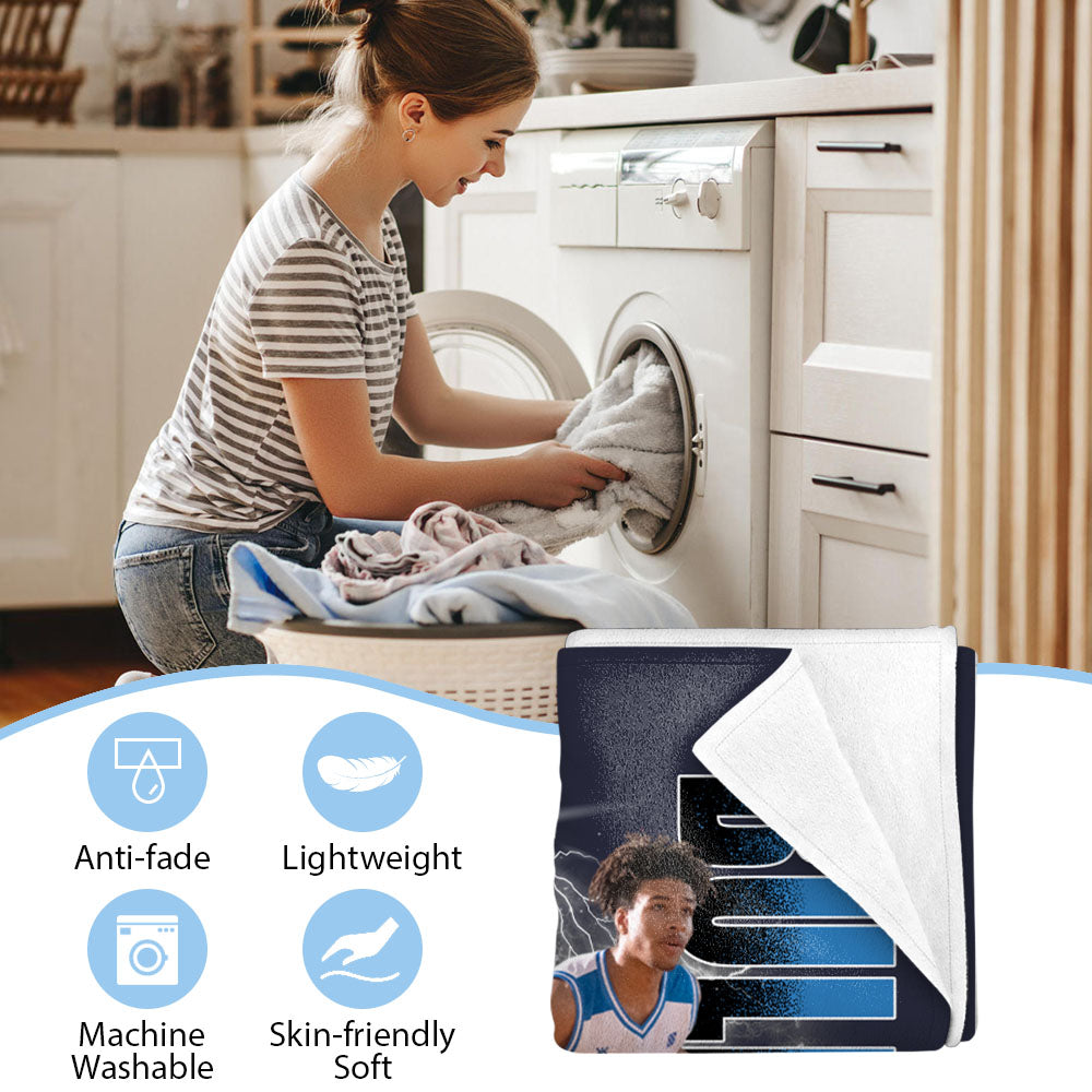 Custom Photo Basketball Player Blanket - Personalized Team Name School Name Bootleg Blanket A2110 Pt99