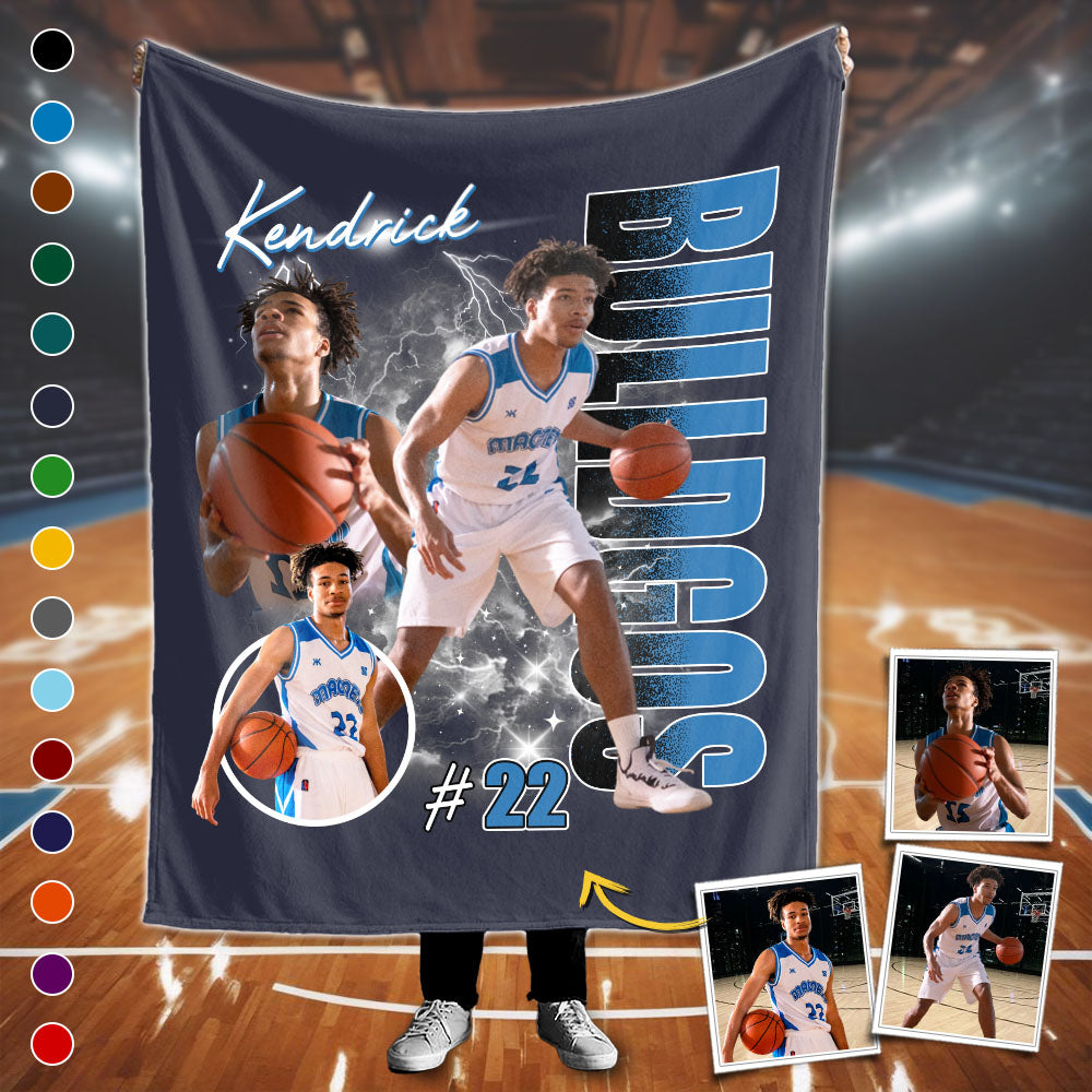 Custom Photo Basketball Player Blanket - Personalized Team Name School ...