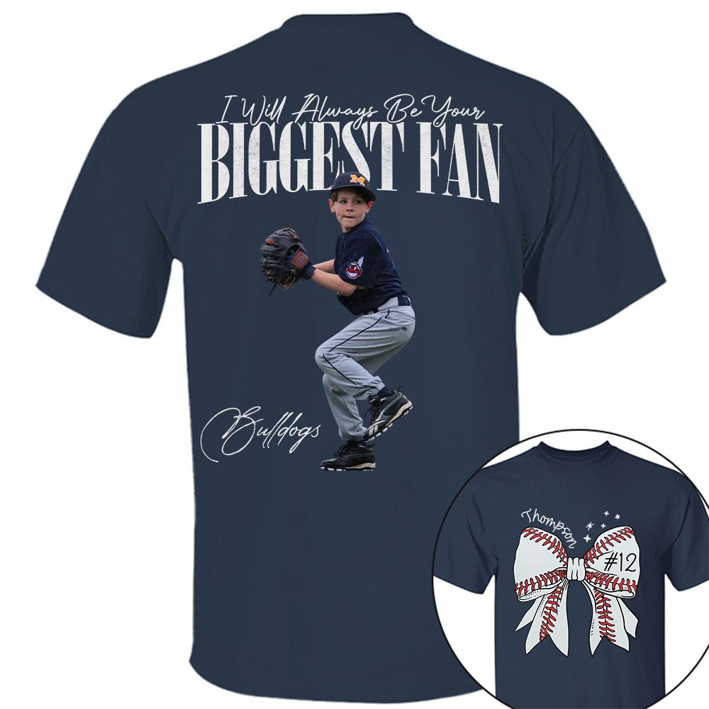 Custom Photo Baseball Shirt, Personalized Baseball Bow with Name and Jersey Number, Gift For Baseball Family, Basball Lovers A2110 Hv01