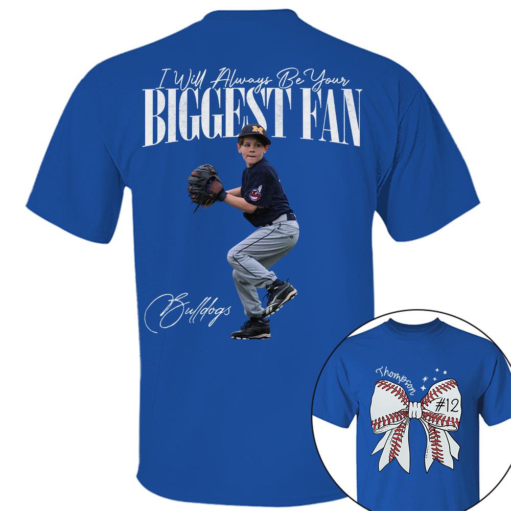 Custom Photo Baseball Shirt, Personalized Baseball Bow with Name and Jersey Number, Gift For Baseball Family, Basball Lovers A2110 Hv01