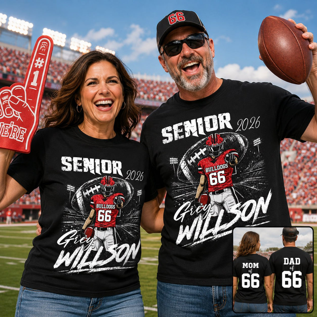 Personalized Senior Football Shirt, Custom Player Name Number Tee, Football Mom Senior Night Gift, Senior Football Mom Gift Na02 T24