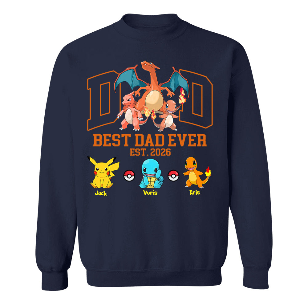 PokeDad Best Dad Ever, Personalized Pokemon Dad Shirt with Custom Kids Name, Gift For Dad, Gift For Grandpa MI209 T24- 05.08.2026
