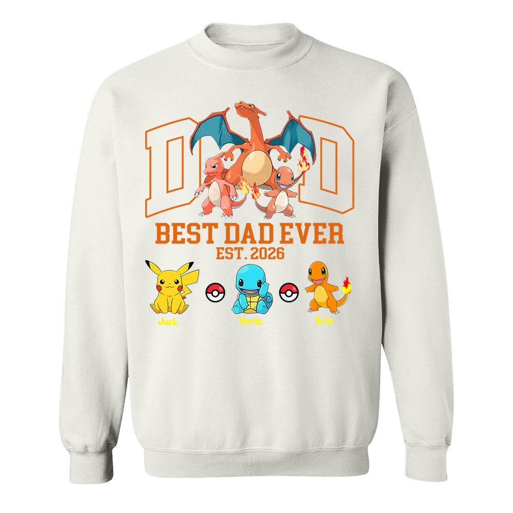 PokeDad Best Dad Ever, Personalized Pokemon Dad Shirt with Custom Kids Name, Gift For Dad, Gift For Grandpa MI209 T24- 05.08.2026
