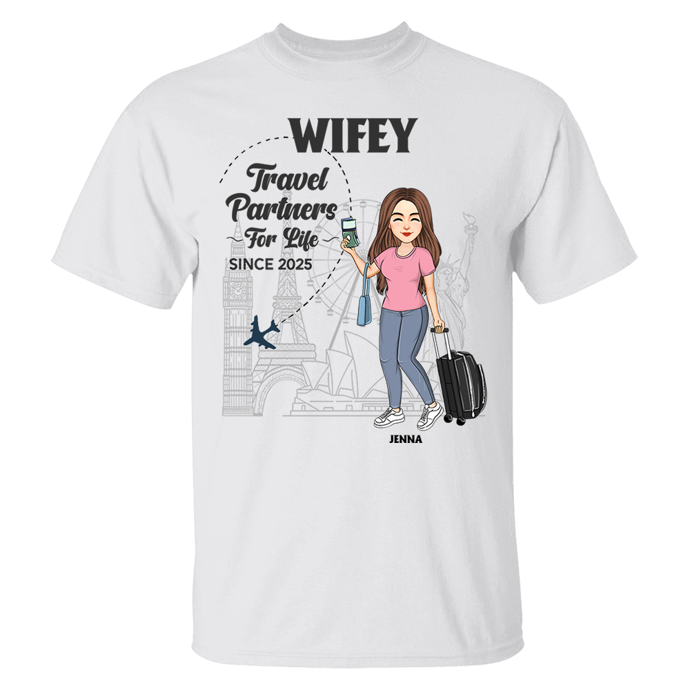 Hubby & Wifey - Travel Partners For Life - Custom Acrylic Luggage Bag For Couples NA04 Pa00