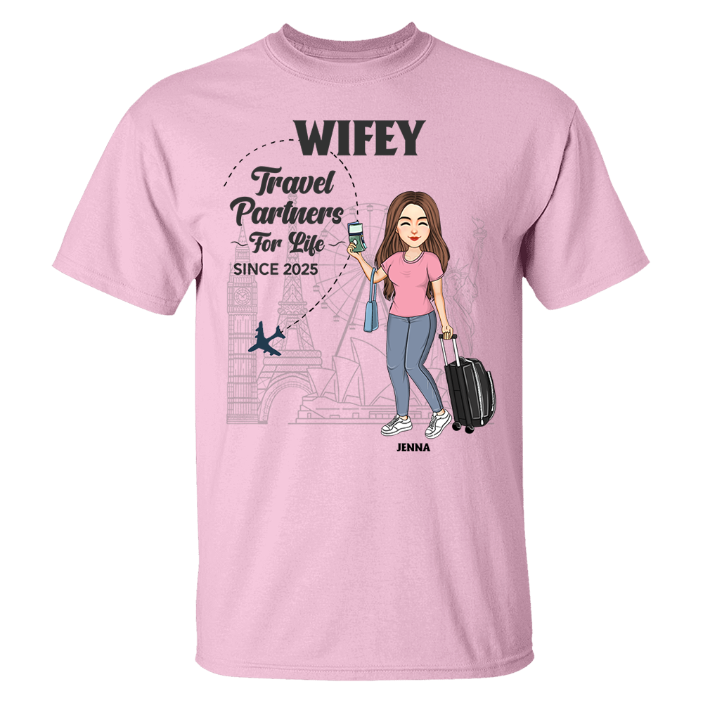 Hubby & Wifey - Travel Partners For Life - Custom Acrylic Luggage Bag For Couples NA04 Pa00