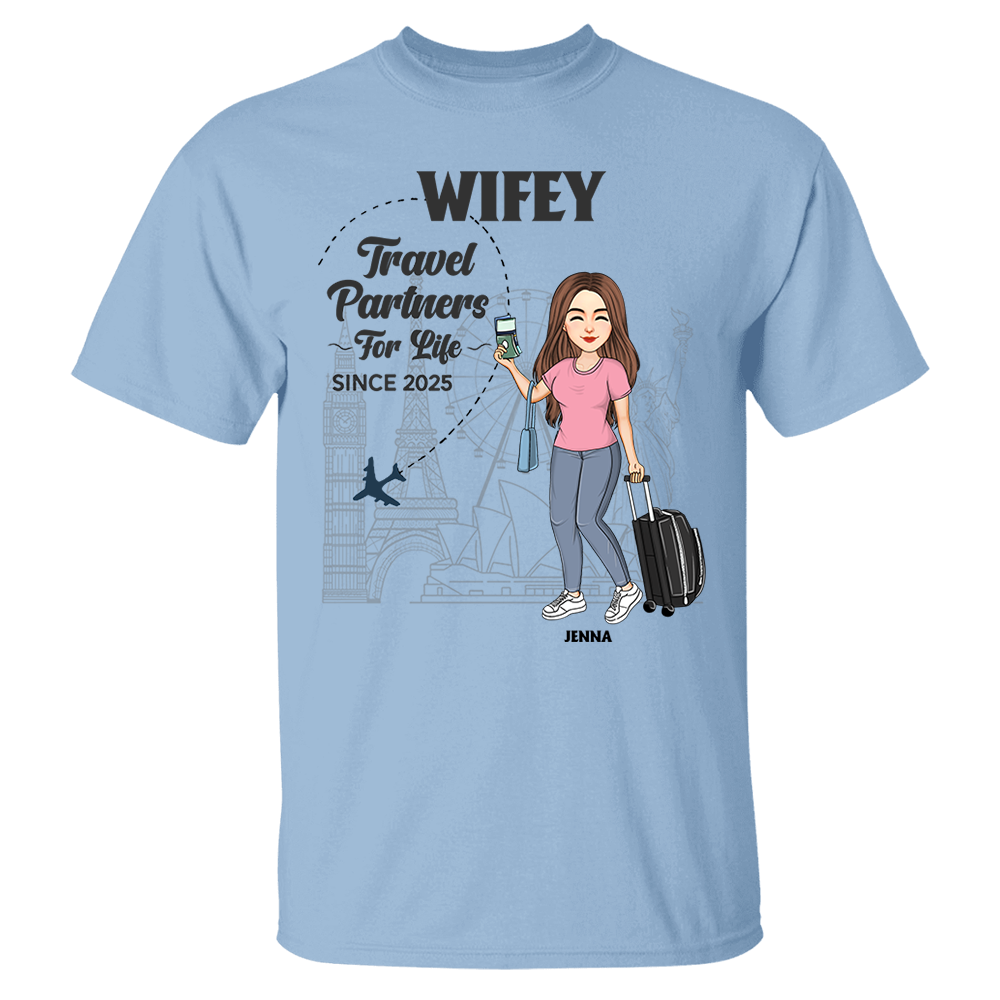 Hubby & Wifey - Travel Partners For Life - Custom Acrylic Luggage Bag For Couples NA04 Pa00