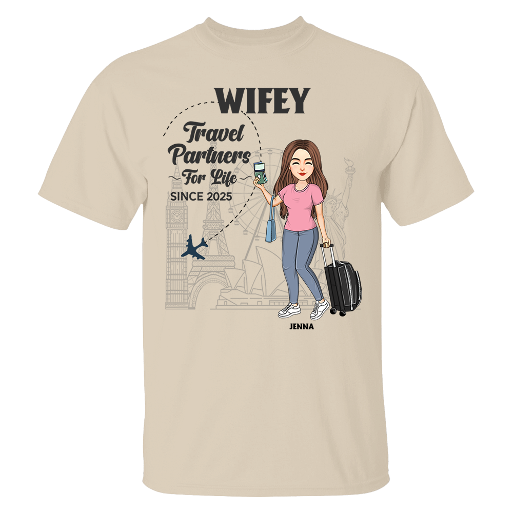 Hubby & Wifey - Travel Partners For Life - Custom Acrylic Luggage Bag For Couples NA04 Pa00