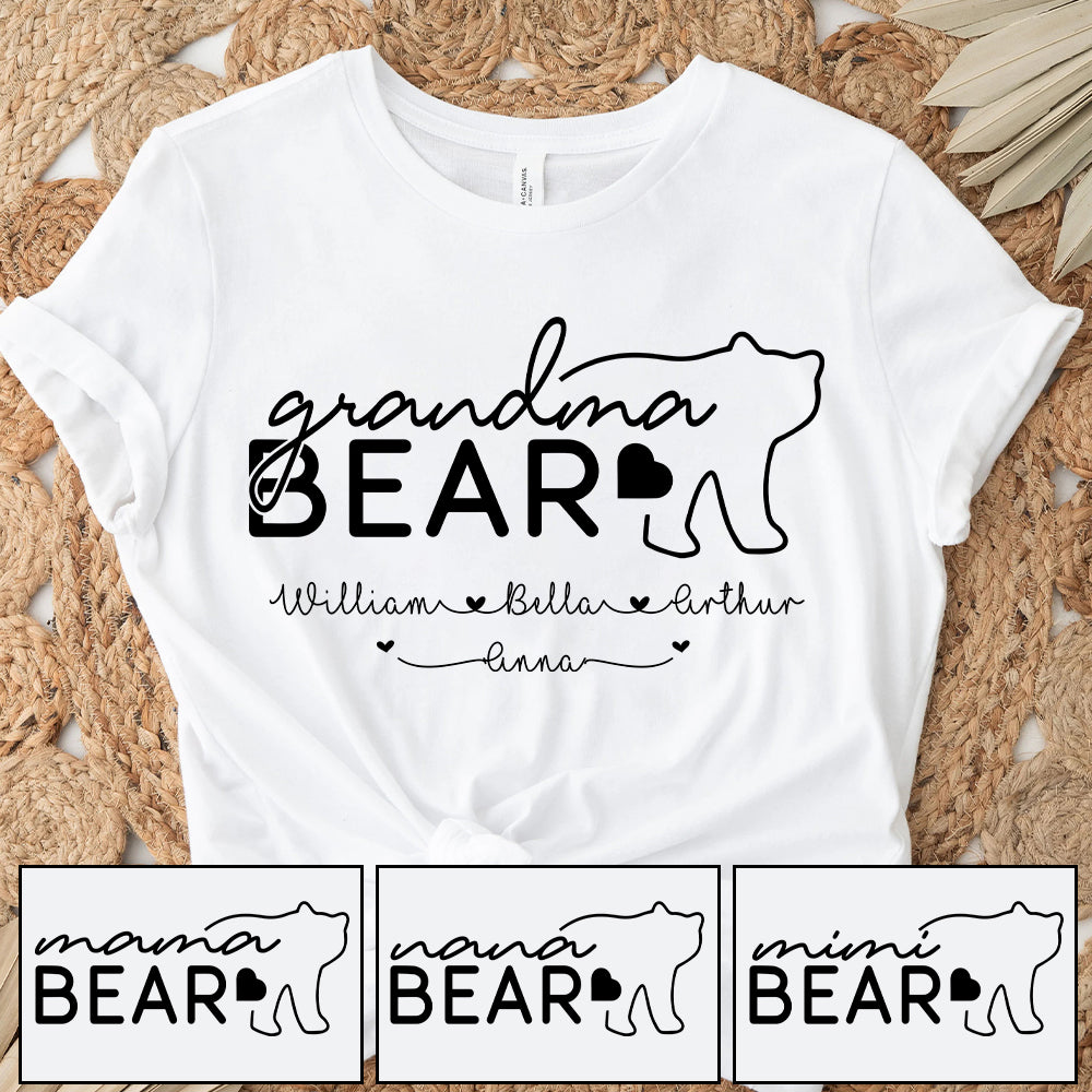 Personalized Grandma Bear Shirts - Custom Grandma With Grandkids Name - Mother's Day Gift