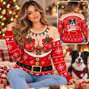 Personalized This Human Belongs To Christmas All Over Print Shirts, Custom Photo Dog Gift For Dog Lovers T1807 VH01 KL07