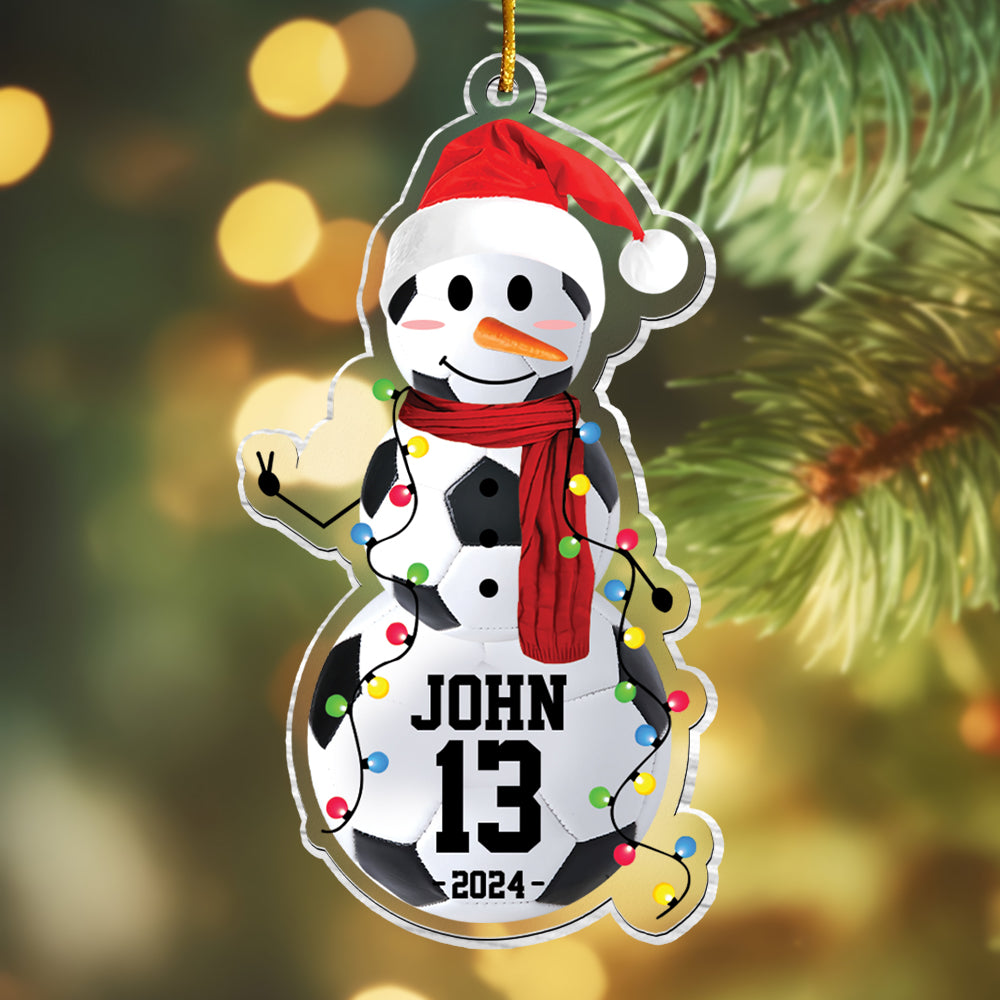 Soccer Snowman - Gifts For Players, Team, Boys - Personalized Acrylic Ornament Tu20