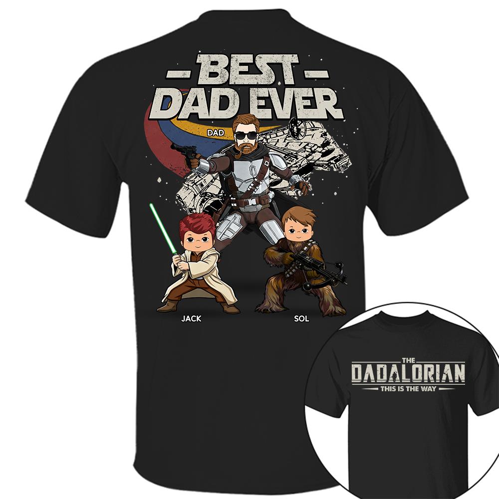 The Dadalorian - Best Dad Ever - Personalized Shirt Gift For Dad Mom Custom Nickname With Kids Na02 Hv01