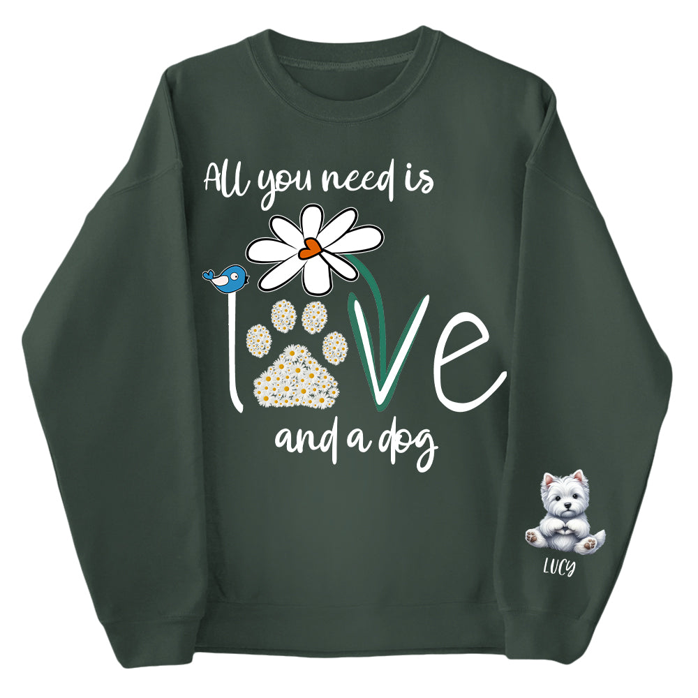 Personalized All You Need Is Love And A Your Dog Named Shirt - Dogs Giving Heart Hand Sign Cute Art Shirt For Dog Lovers