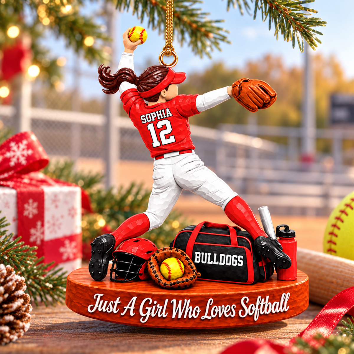 Just A Girl Who Loves Softball, Personalized Softball Ornament, Custom Player Name Gift, Gift For Softball Players Softball Lover Ver3 MI209 Hv01
