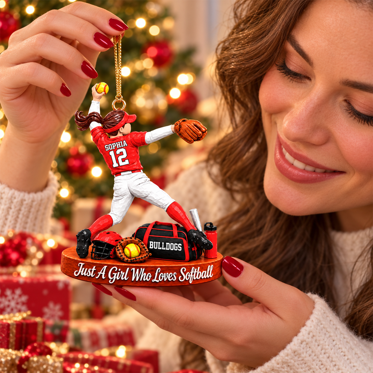 Just A Girl Who Loves Softball, Personalized Softball Ornament, Custom Player Name Gift, Gift For Softball Players Softball Lover Ver3 MI209 Hv01