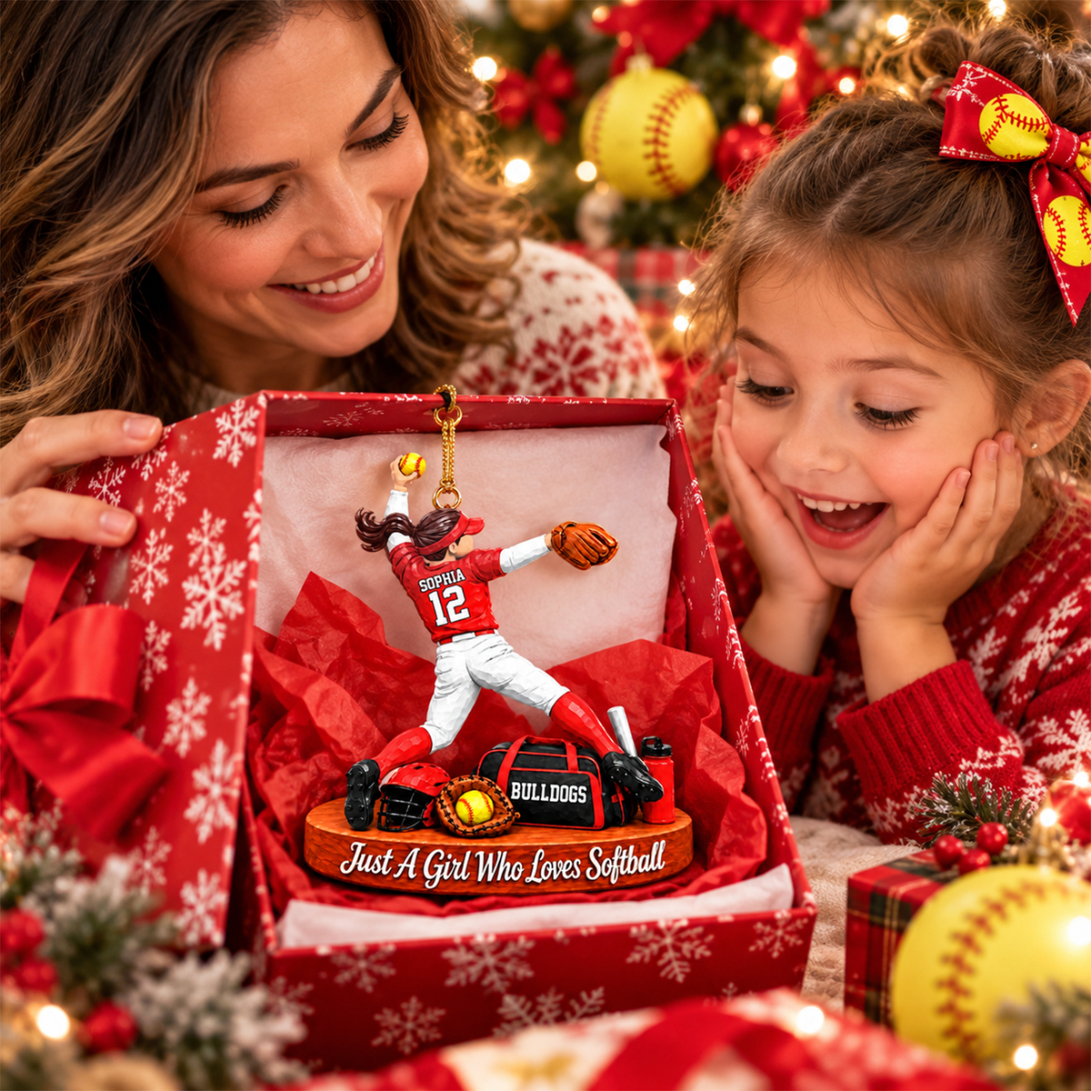 Just A Girl Who Loves Softball, Personalized Softball Ornament, Custom Player Name Gift, Gift For Softball Players Softball Lover Ver3 MI209 Hv01