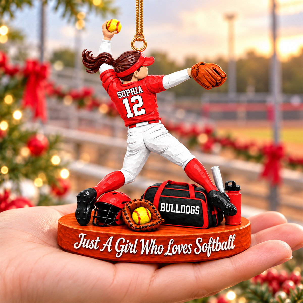 Just A Girl Who Loves Softball, Personalized Softball Ornament, Custom Player Name Gift, Gift For Softball Players Softball Lover Ver3 MI209 Hv01