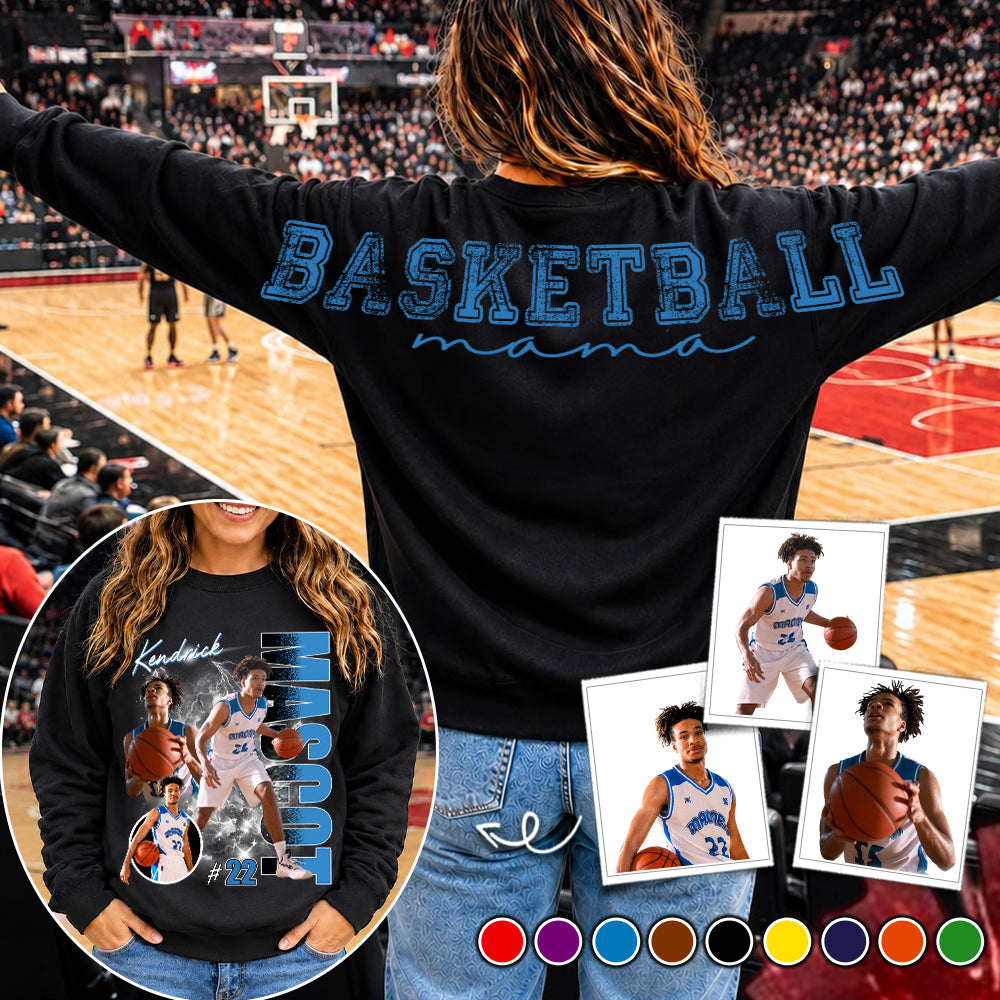 Personalized Basketball Mom Sweatshirt, Custom Large Back Graphic, Gift For Basketball Mom Basketball Family Basketball Lovers MI209 TH23