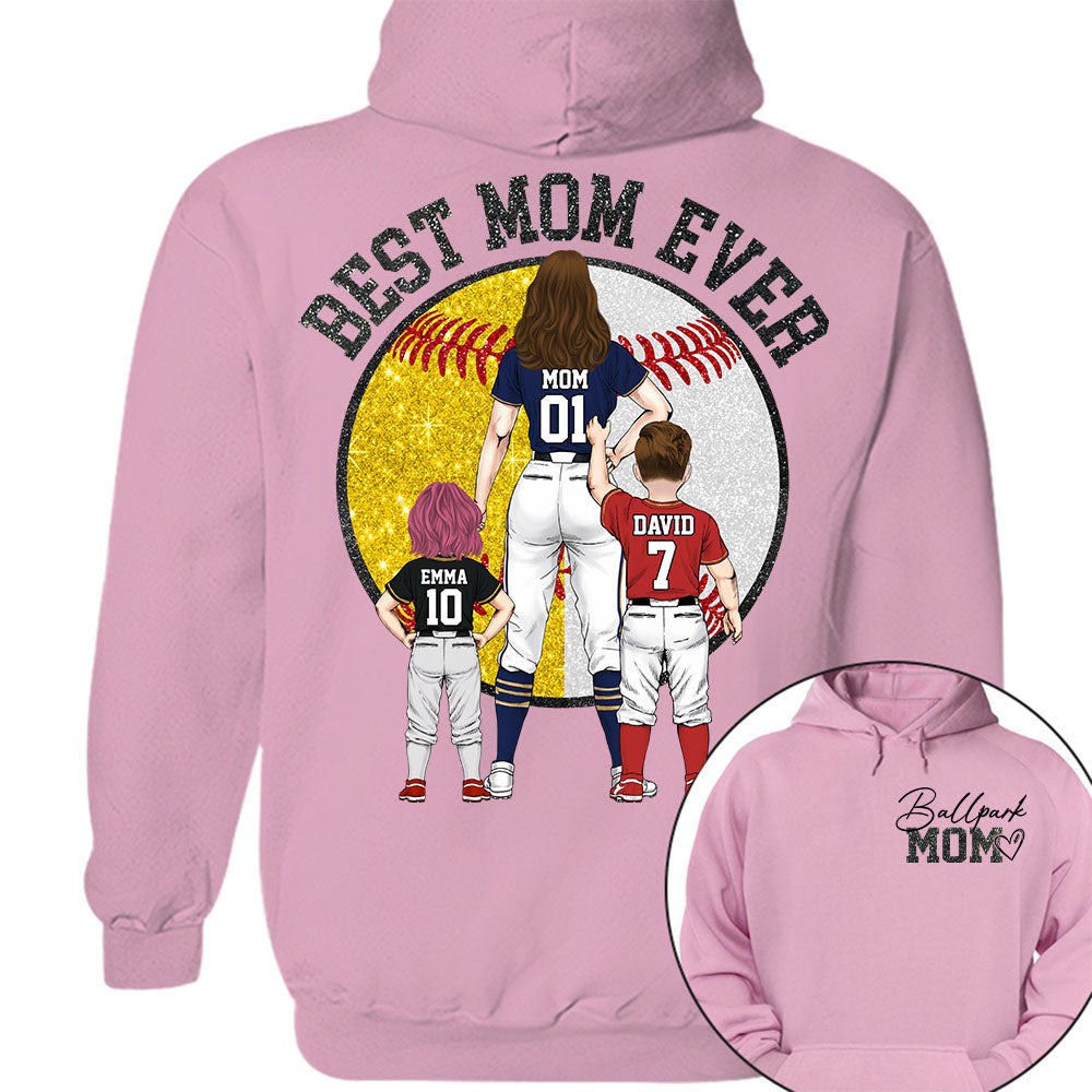 Best Mom Ever Baseball Shirt – Personalized Mom & Kids Shirt, Mother’s Day Gift for Baseball, Softball Mom Na02 Nh00