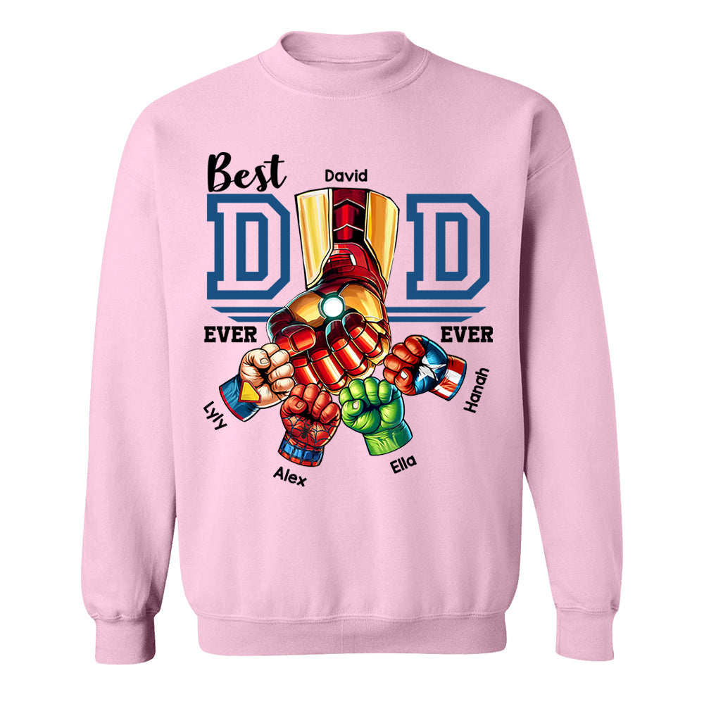 Best Dad Ever Personalized Shirt - Super Father's Day Fist Bump Custom Gift - Father's Day Best Dad Ever - Custom Name Hand Kid Names Gift