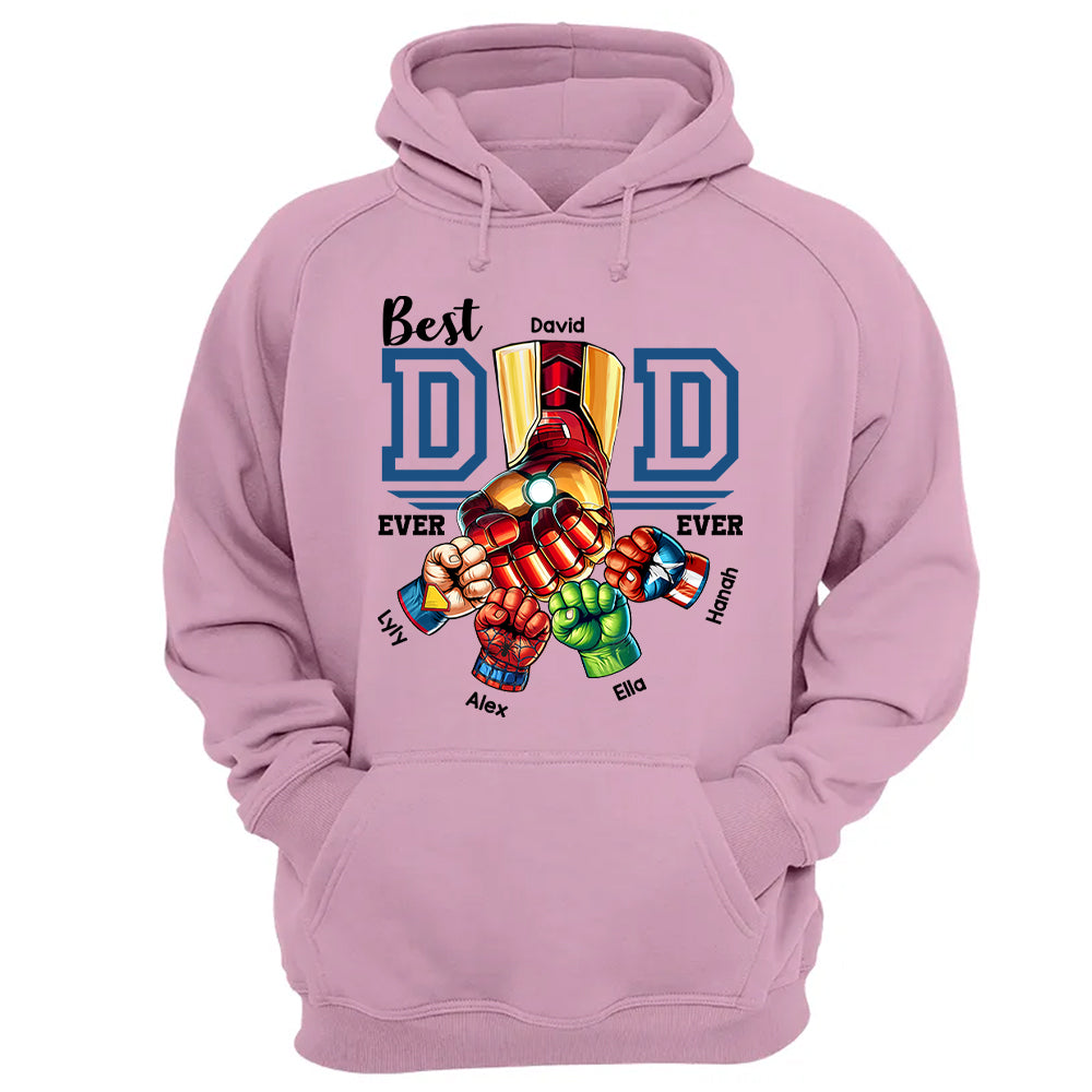 Best Dad Ever Personalized Shirt - Super Father's Day Fist Bump Custom Gift - Father's Day Best Dad Ever - Custom Name Hand Kid Names Gift