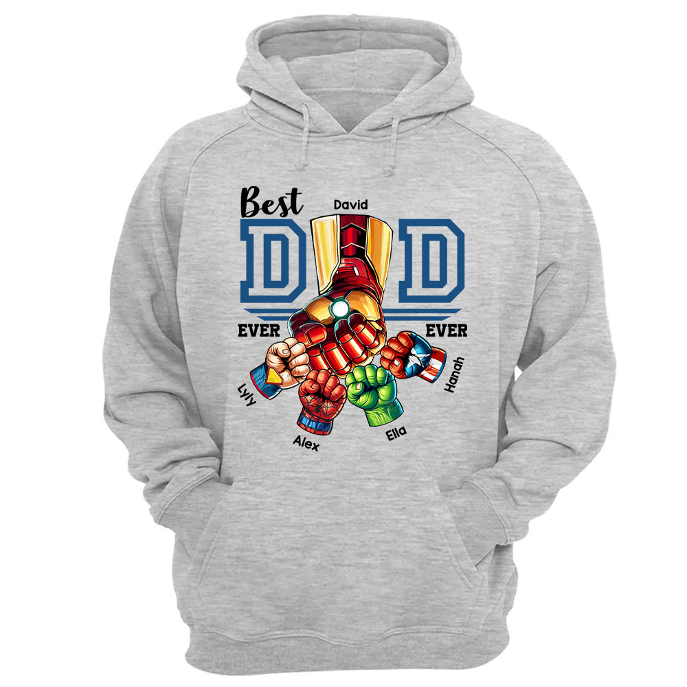 Best Dad Ever Personalized Shirt - Super Father's Day Fist Bump Custom Gift - Father's Day Best Dad Ever - Custom Name Hand Kid Names Gift