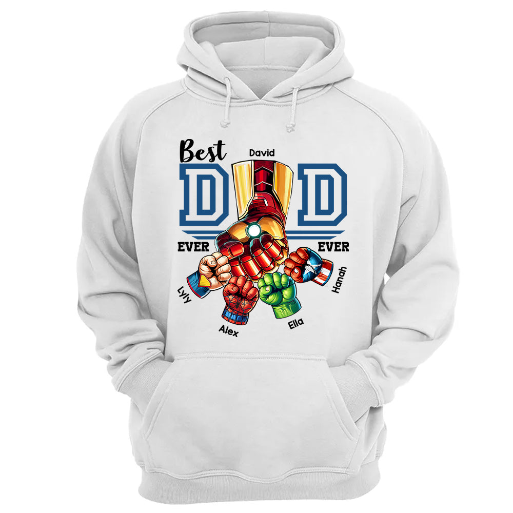 Best Dad Ever Personalized Shirt - Super Father's Day Fist Bump Custom Gift - Father's Day Best Dad Ever - Custom Name Hand Kid Names Gift