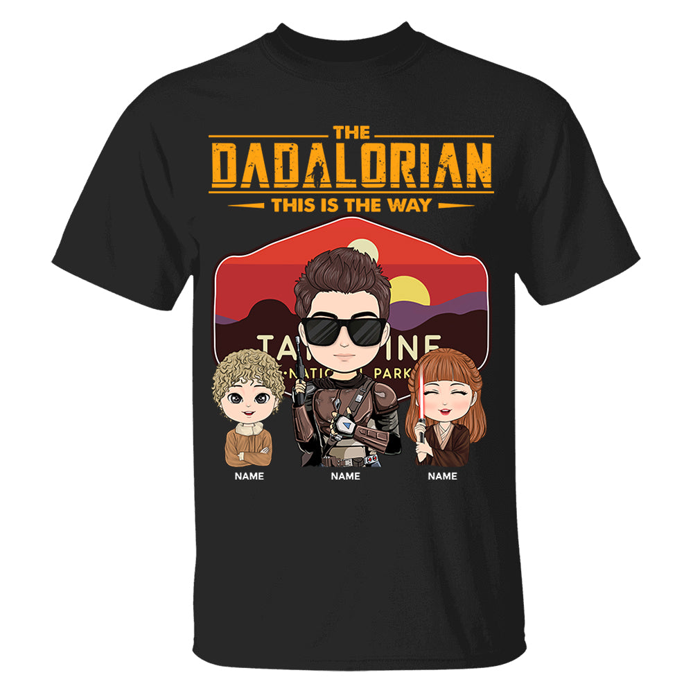 The Dadalorian - Personalized Shirt Gift For Dad Custom Nickname With Tatooine Sunset Shirt Gift For Dad