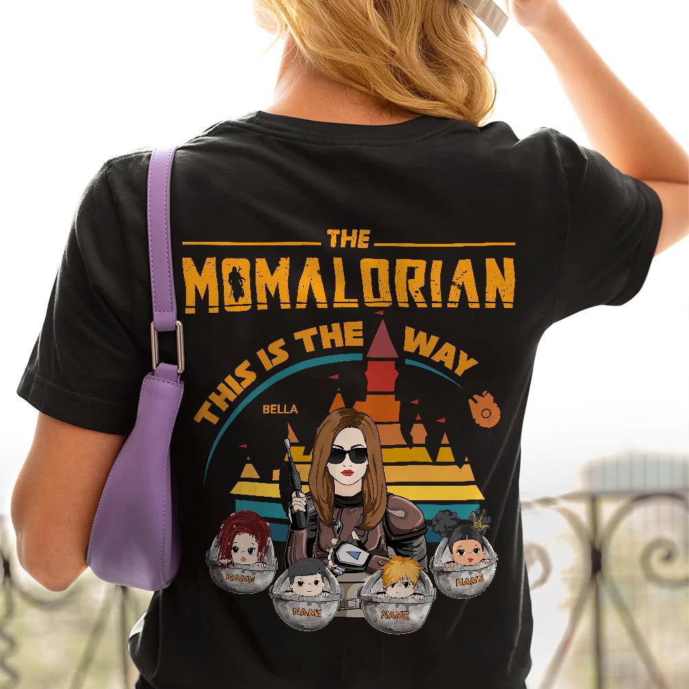 The Momalorian This Is The Way - Personalized Back Print Shirt Custom Nickname With Kids Gift For Mom