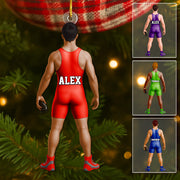 Personalized Wrestling Acrylic Christmas Ornament, Custom Name Wrestler Ornament Li29