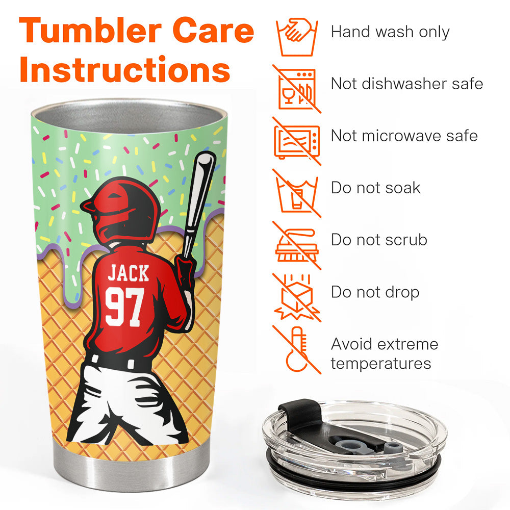 Personalized Ice Cream Drip Baseball Tumbler, Baseball Mom Behind Every Baseball Player, Gift For Baseball Lover A2110 Tu20