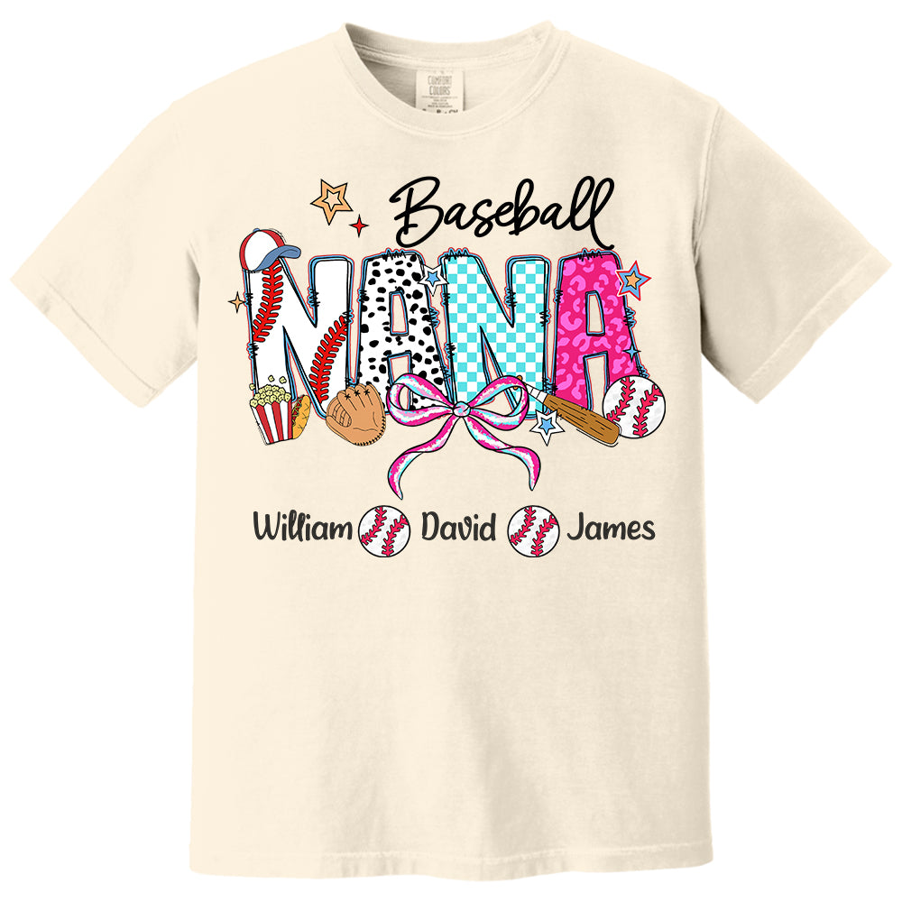 Baseball Grandma T-Shirt, Custom Grandma With Grandkids T1807