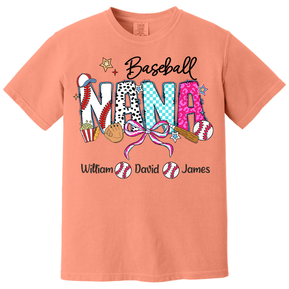 Baseball Grandma T-Shirt, Custom Grandma With Grandkids T1807