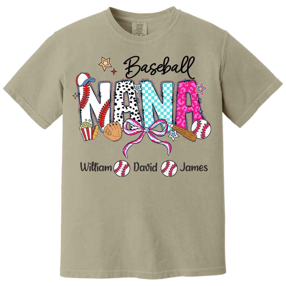 Baseball Grandma T-Shirt, Custom Grandma With Grandkids T1807