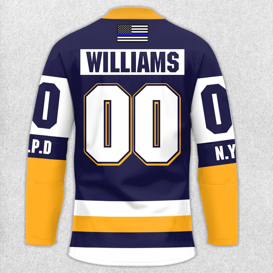 Personalized US Police Hockey Jersey Custom Dept Name Number Thin Blue Line Flag H2511 Trna
