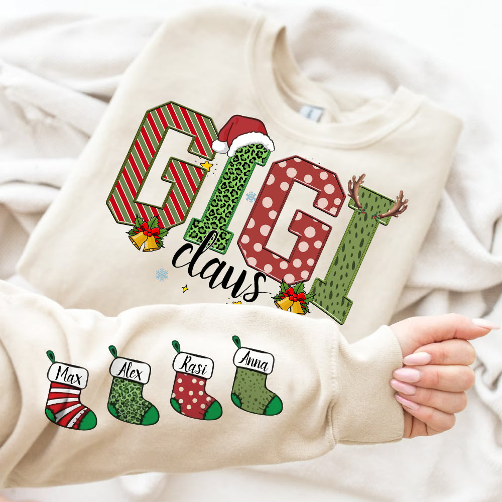 Personalized Christmas Gigi Claus Shirt - Custom Grandma Christmas Sweatshirt Gift Nh00