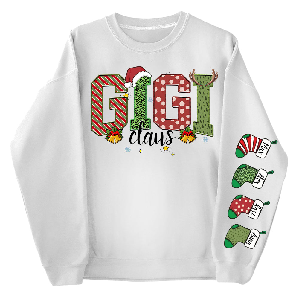 Personalized Christmas Gigi Claus Shirt - Custom Grandma Christmas Sweatshirt Gift Nh00