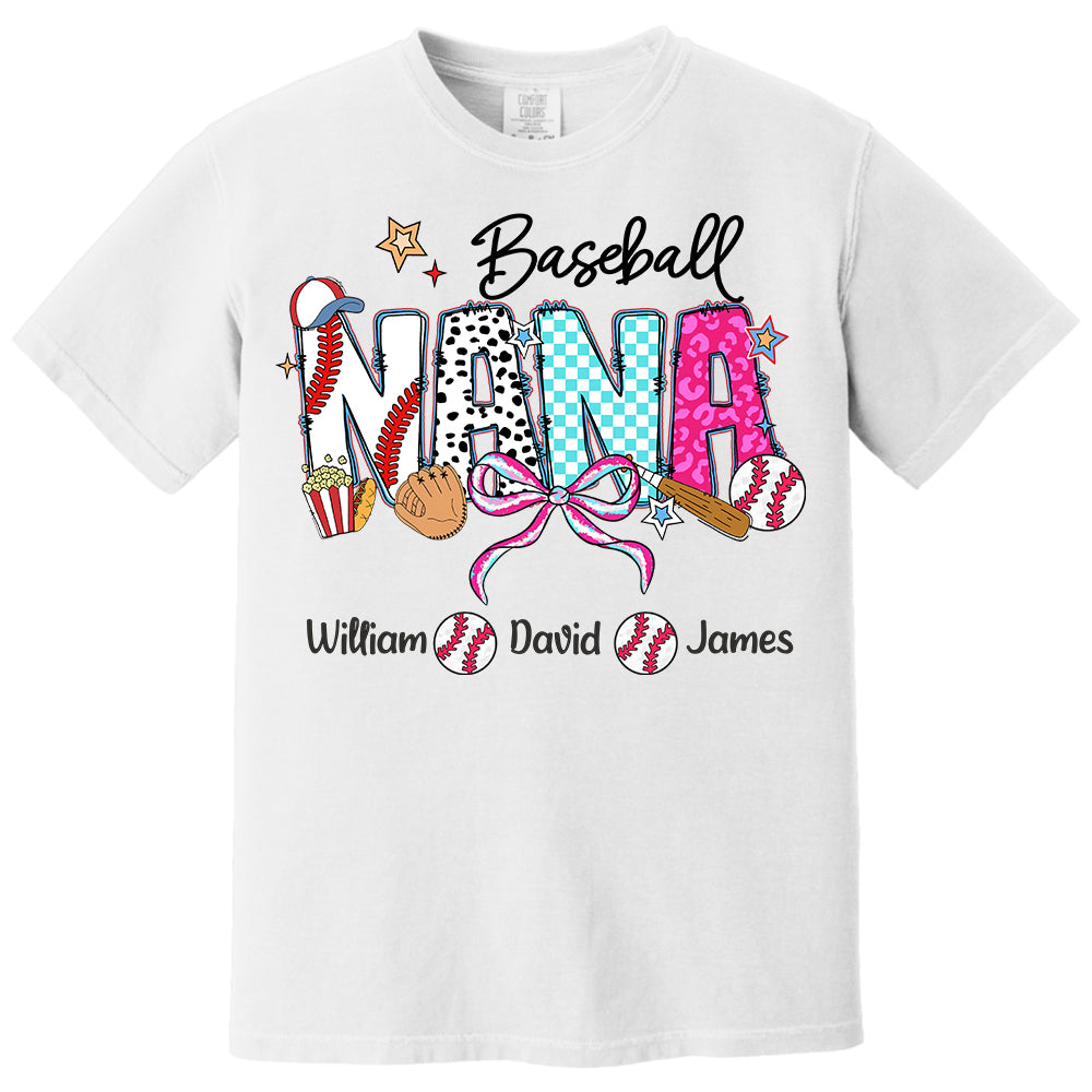 Baseball Grandma T-Shirt, Custom Grandma With Grandkids T1807