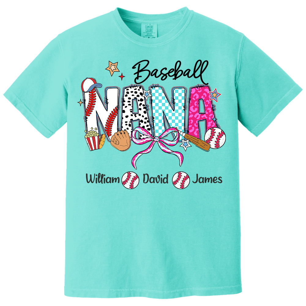 Baseball Grandma T-Shirt, Custom Grandma With Grandkids T1807