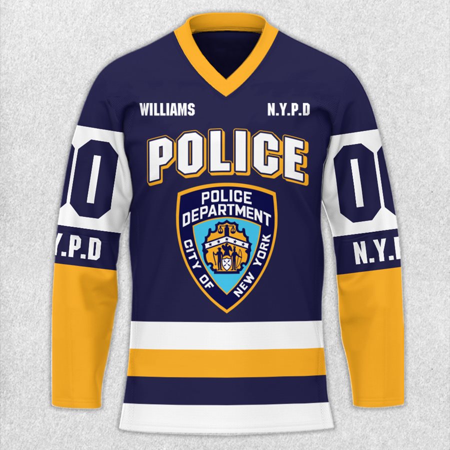 Personalized US Police Hockey Jersey Custom Dept Name Number Thin Blue Line Flag H2511 Trna