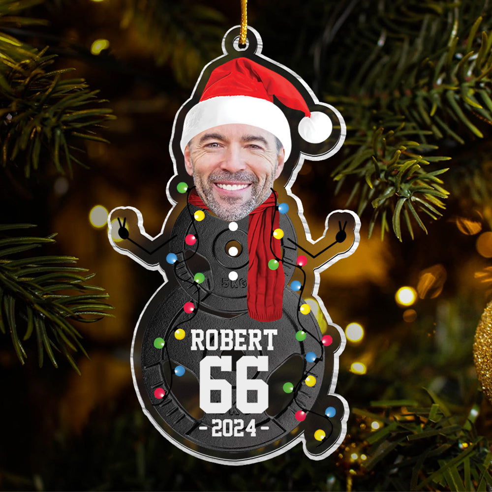 Custom Photo Lifting Snowman Ornament - Gifts For Players, Team, Boys - Personalized Acrylic Ornament Tu20