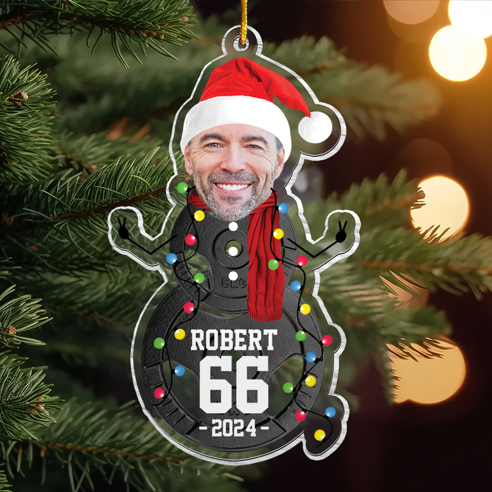 Custom Photo Lifting Snowman Ornament - Gifts For Players, Team, Boys - Personalized Acrylic Ornament Tu20