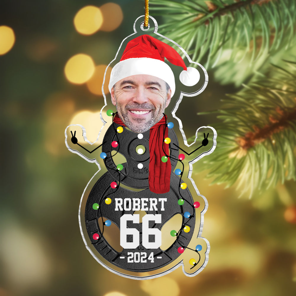 Custom Photo Lifting Snowman Ornament - Gifts For Players, Team, Boys - Personalized Acrylic Ornament Tu20