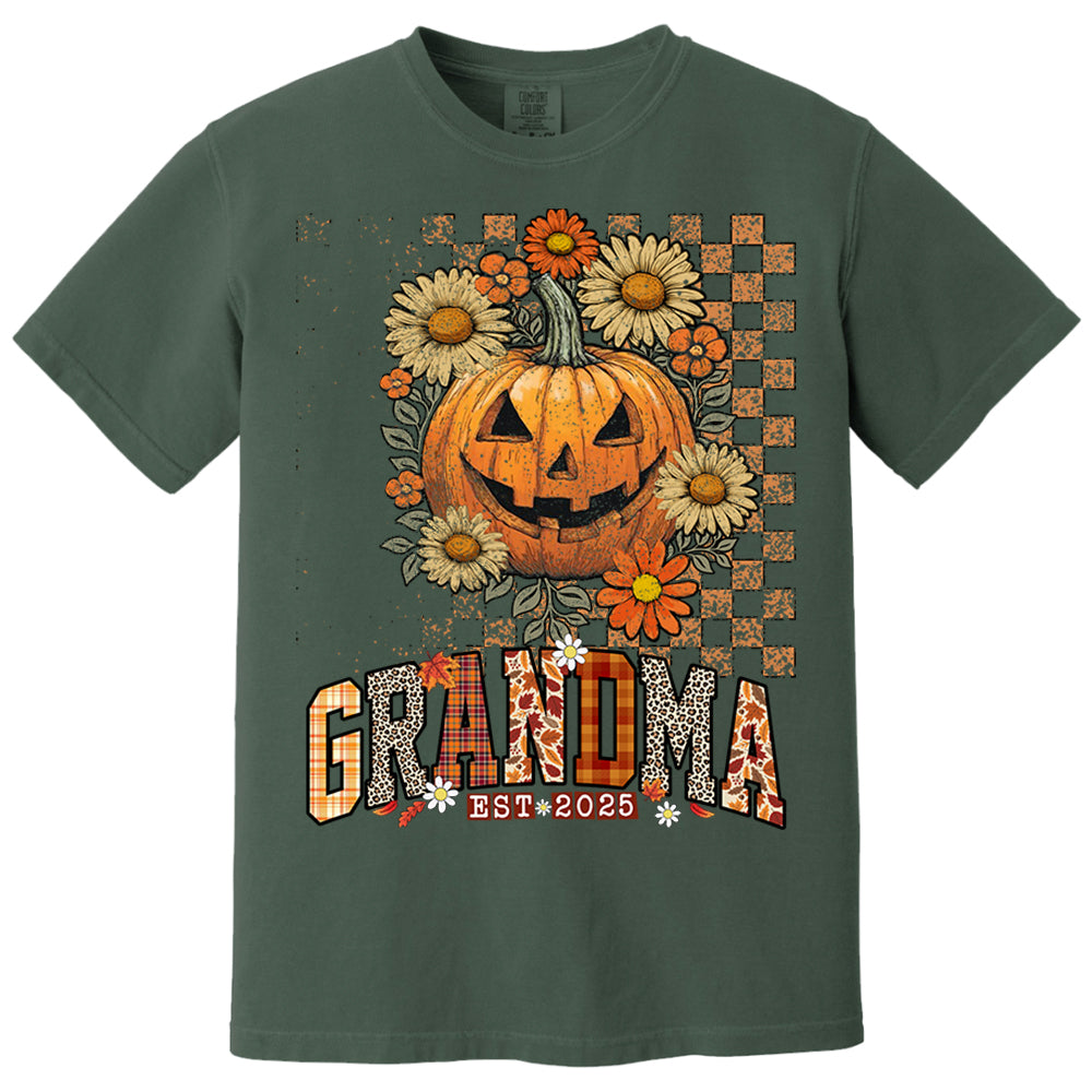 Personalized Mimi Retro Floral Pumpkin Shirts, Custom Halloween Gift for Grandma With Grandkids' Names Nh00