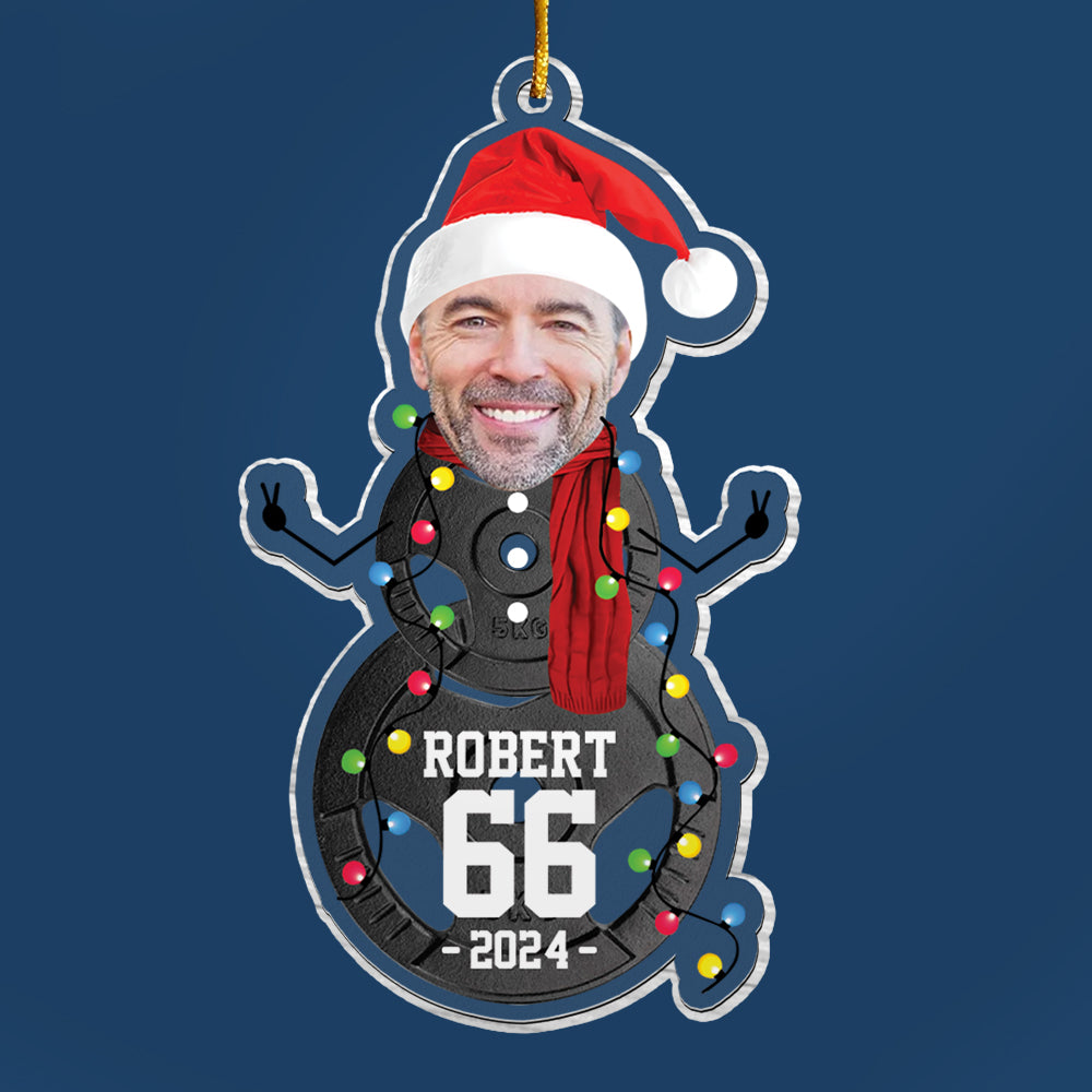 Custom Photo Lifting Snowman Ornament - Gifts For Players, Team, Boys - Personalized Acrylic Ornament Tu20